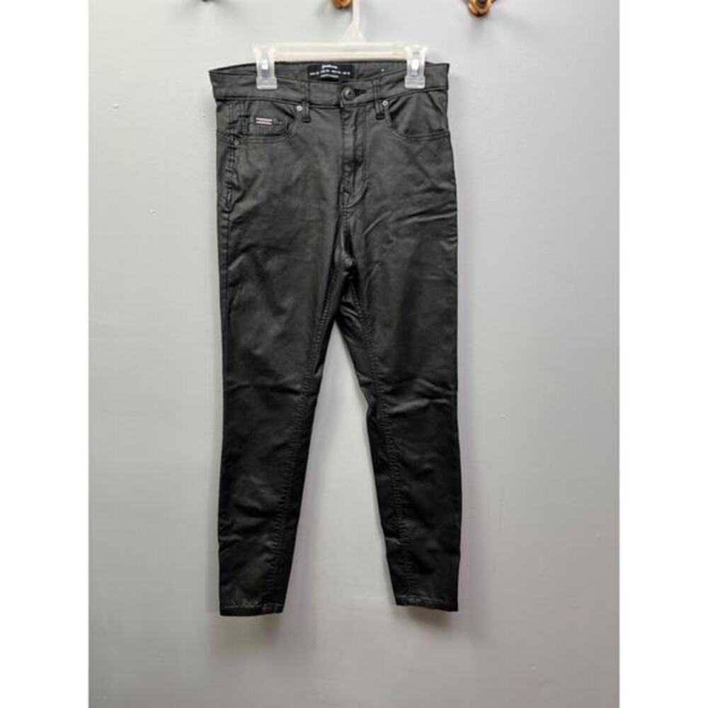 Stradivarius Faux Leather pants Womens size 6 black skinny Biker‎